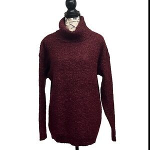 80s Vtg 90s Burgandy  Cervelle Turtleneck Tunic  Sweater Dress Retro Wool Blend